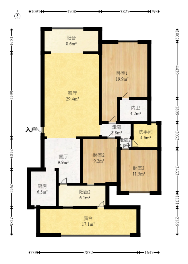 仁和香堤雅境  3室2厅2卫   110.00万室内图1