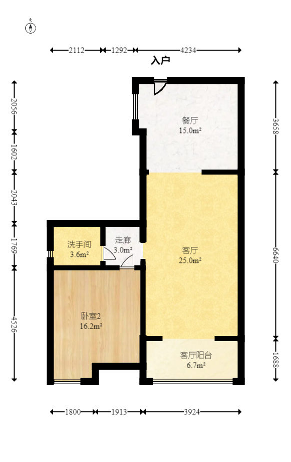 湘域熙岸  2室1厅1卫   119.00万室内图1