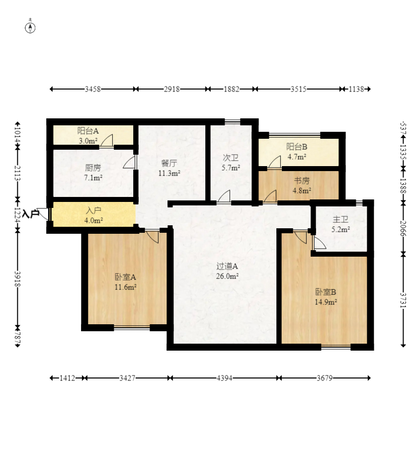 中建嘉和城  3室2厅2卫    108.0万室内图1