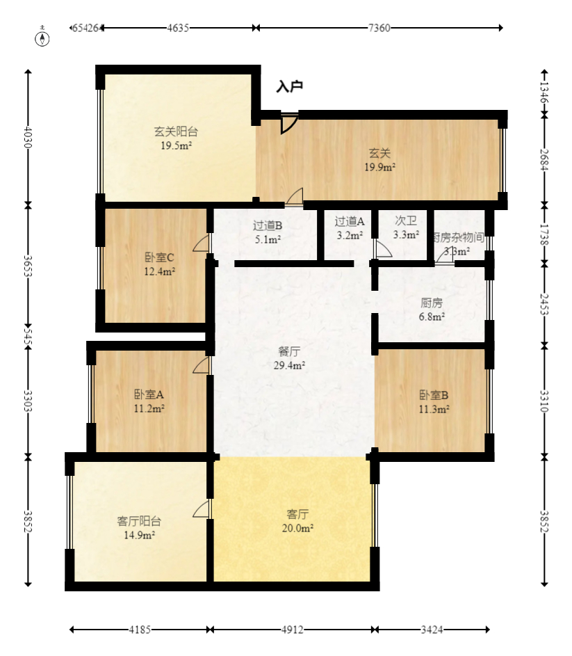 八方小区D区  7室3厅3卫   776.00万室内图1
