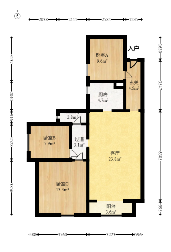 维一星城原山苑  2室2厅1卫   89.80万室内图1