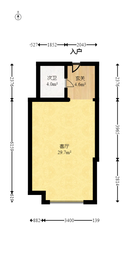 奥克斯广场  1室1厅1卫   31.90万室内图1