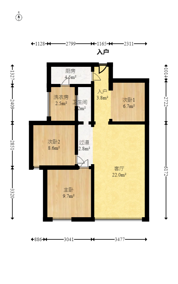 深业睿城  3室2厅1卫   67.80万室内图1