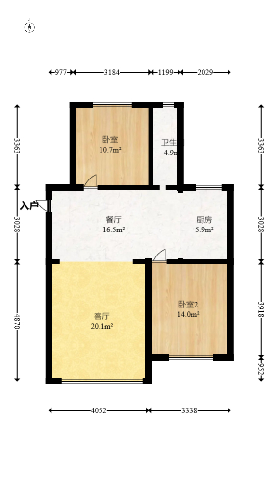 东岸锦城(东方人家)  2室2厅1卫   65.80万室内图1