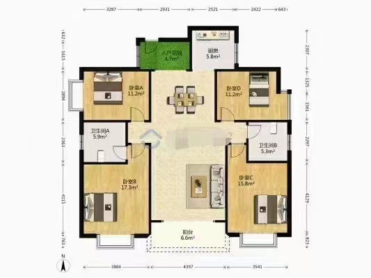 香草园二期春晓  3室2厅2卫   71.00万