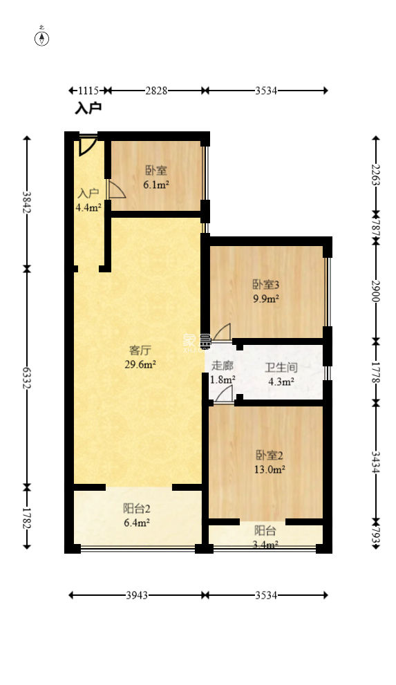 中国铁建国际城二期  3室2厅1卫   66.50万