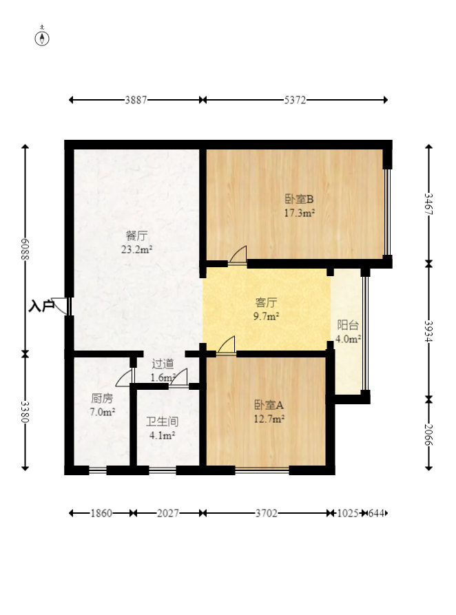 公园9号大都会  2室2厅1卫   150.00万室内图1