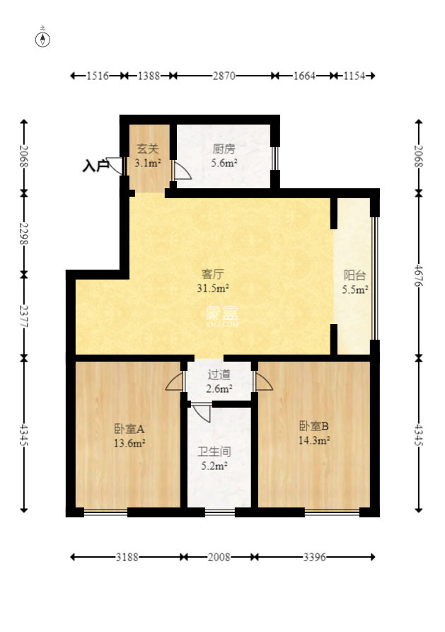 富兴金地大厦  2室2厅1卫    90.0万