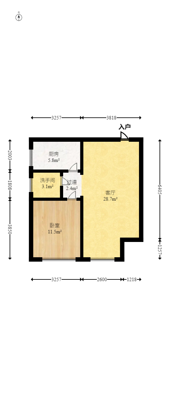 云鼎公馆  1室1厅1卫   55.00万室内图1