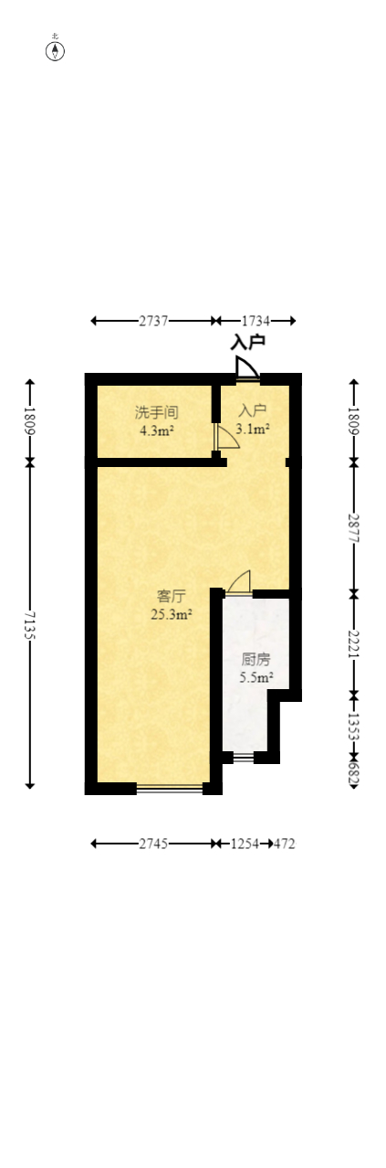 第六都（陆都小区）  1室1厅1卫   60.00万室内图1