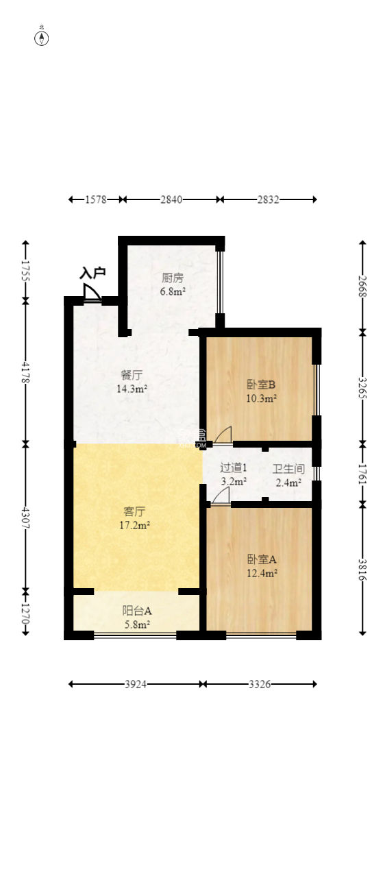 星城新宇川河苑  2室1厅1卫   61.00万