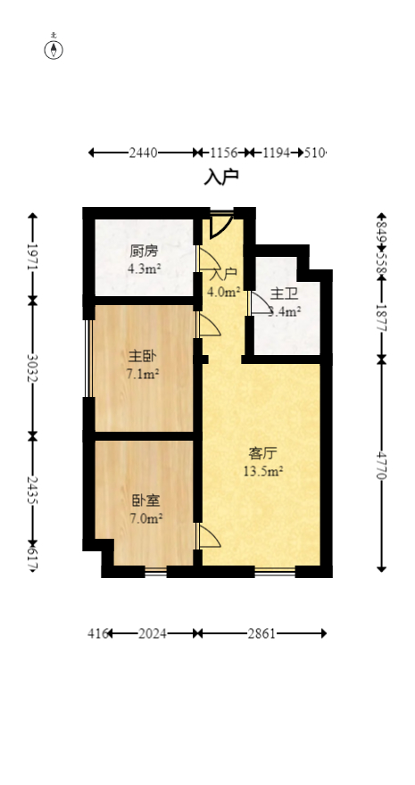 金科时代中心 2室1厅1卫 30.0万 金科时代中心 2室1厅1卫 30.0万户型图