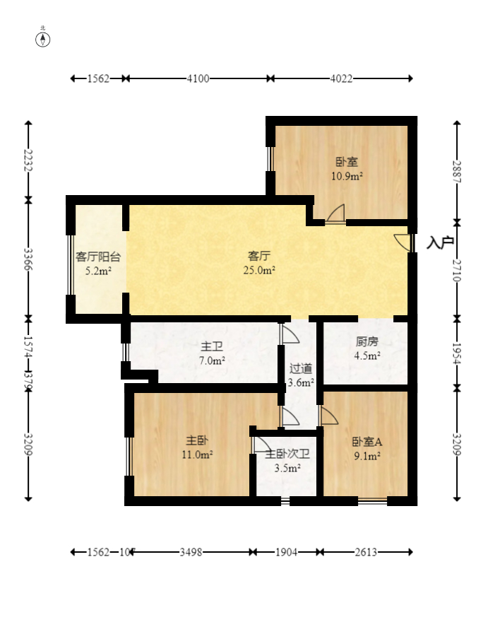 时代星城  3室2厅2卫   61.00万室内图1
