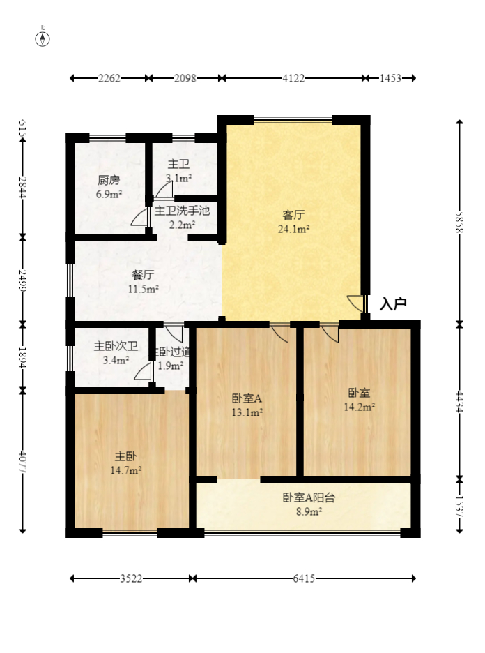 东南明苑  3室2厅2卫   99.00万室内图1