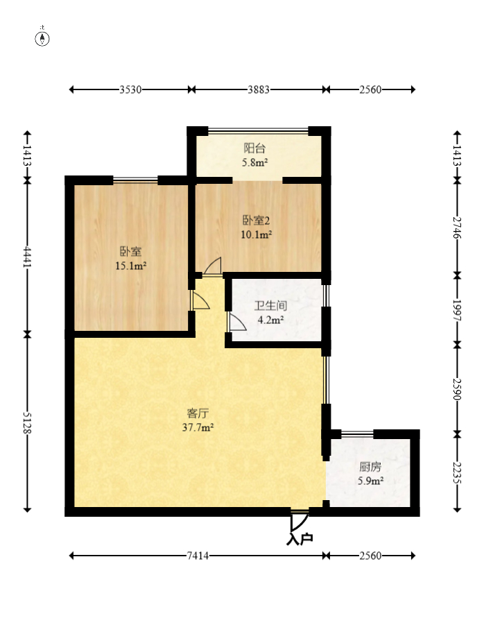 明天一城  2室2厅1卫    48.0万 明天一城  2室2厅1卫    48.0万户型图