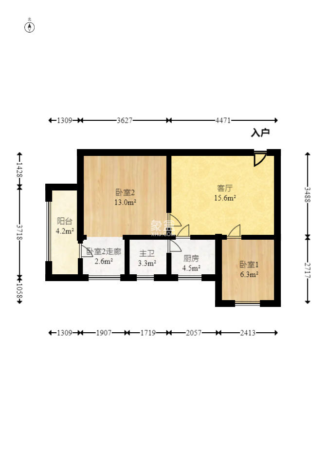白沙公寓  2室1厅1卫   32.00万室内图1
