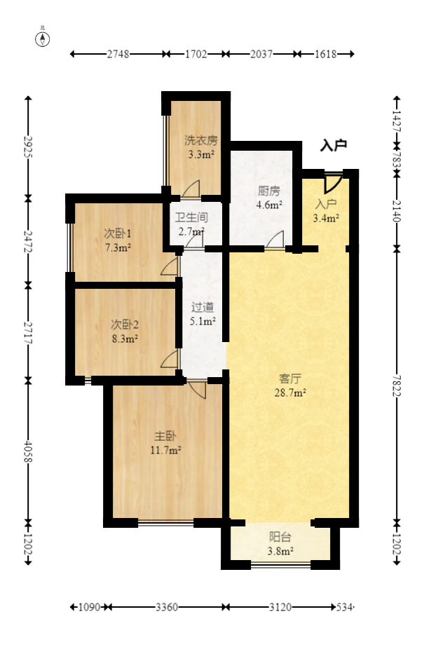 深业喜汇  3室2厅1卫    84.0万室内图1
