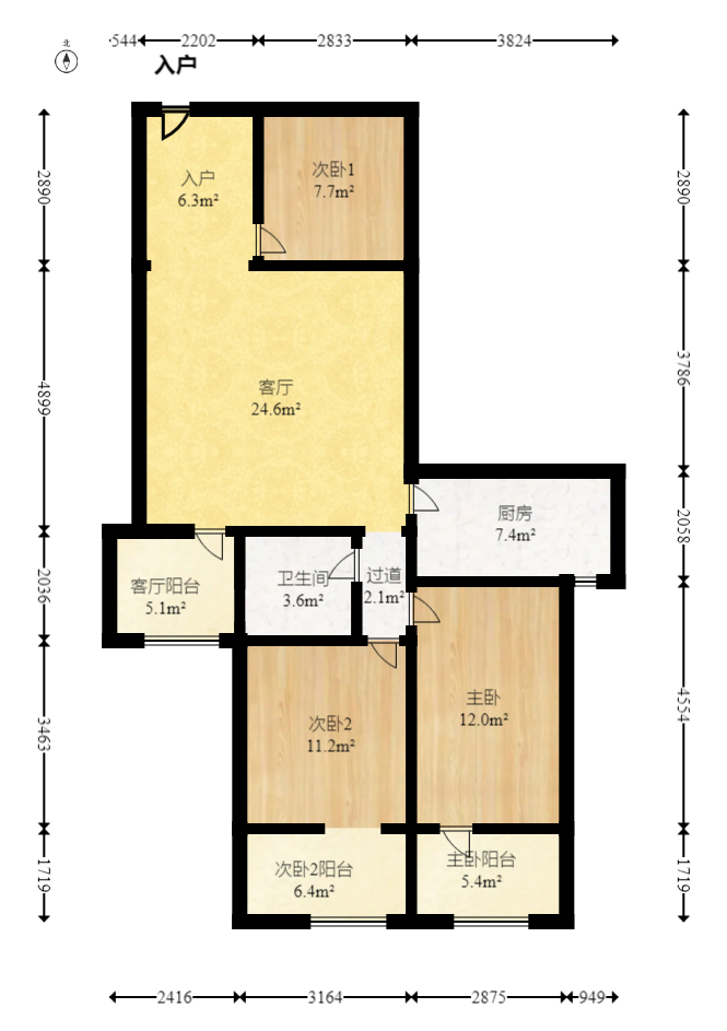 锦璨家园 3室2厅1卫 62.5万 锦璨家园 3室2厅1卫 62.5万户型图