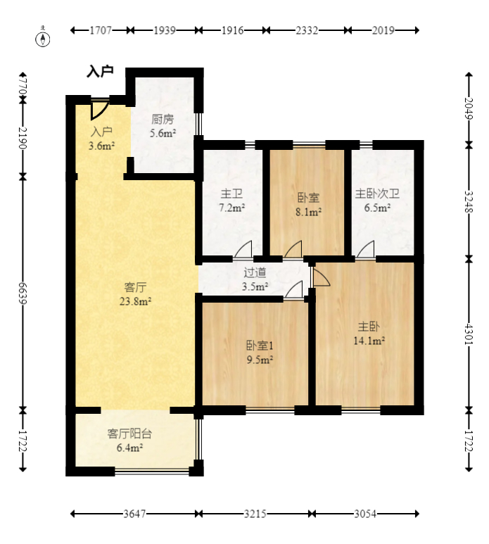 碧桂园翘楚棠 3室2厅2卫 80.0万 碧桂园翘楚棠 3室2厅2卫 80.0万户型图