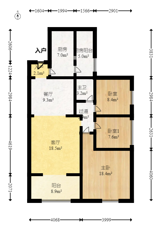 山水湾  3室2厅1卫   80.00万室内图1