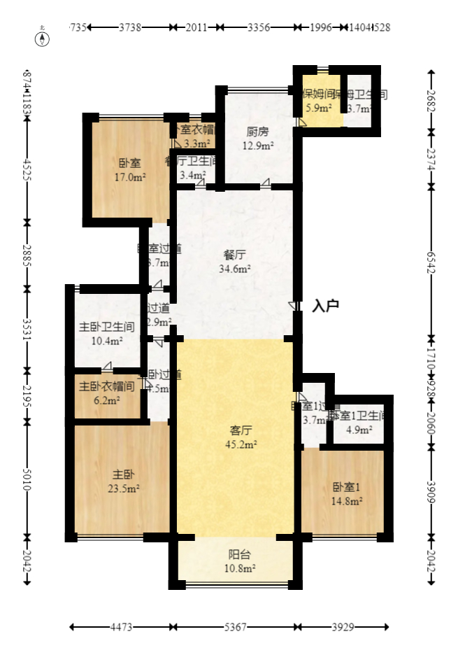 万达公馆  4室2厅4卫   400.00万室内图1
