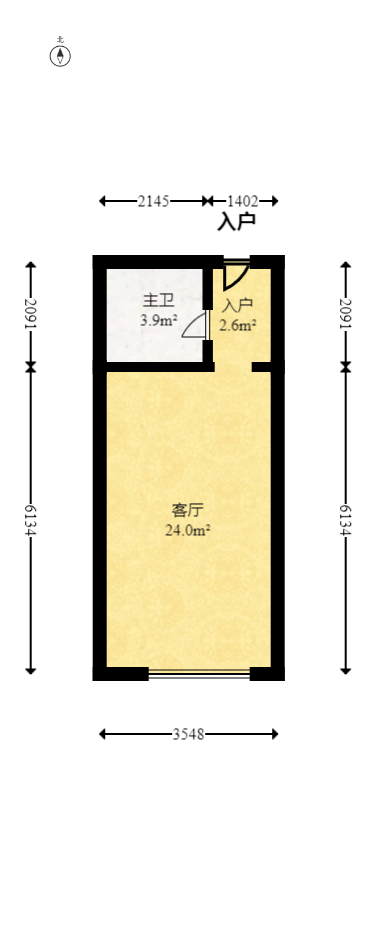 锦华时代  1室1厅1卫   32.00万室内图1