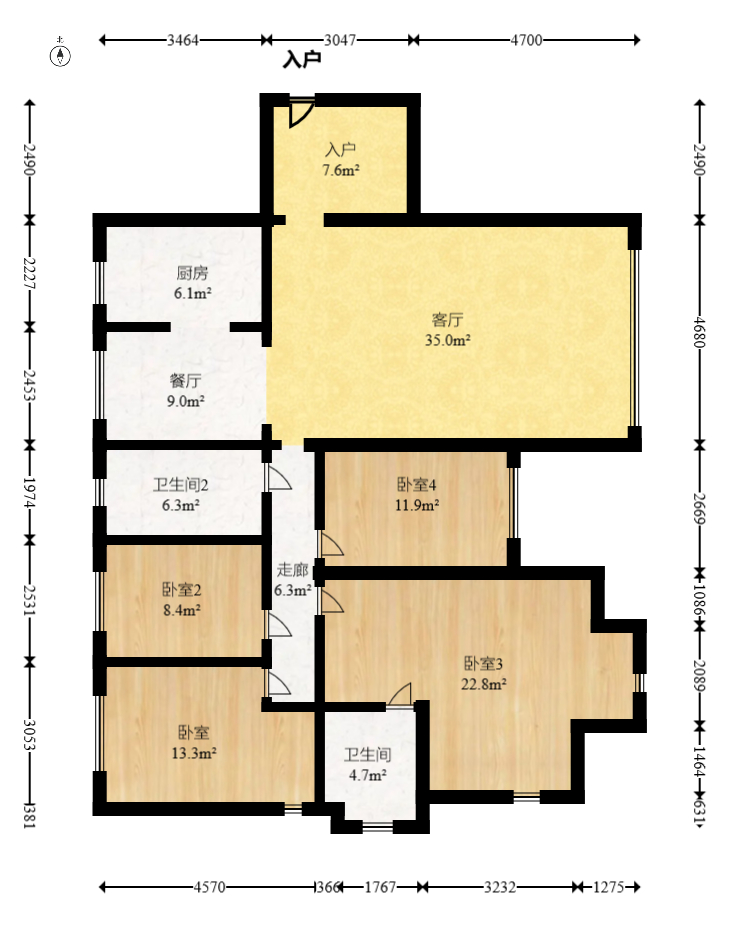 康桥长郡 4室2厅2卫 90.0万 康桥长郡 4室2厅2卫 90.0万户型图