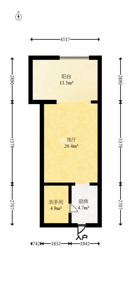 梅溪国际公寓（步步高新天地）  1室1厅1卫   36.00万室内图1