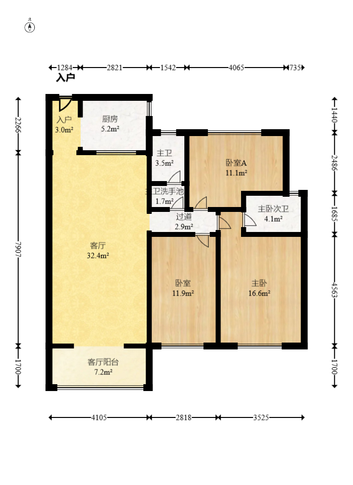 申湘宽境  3室2厅2卫    59.8万 申湘宽境  3室2厅2卫    59.8万户型图