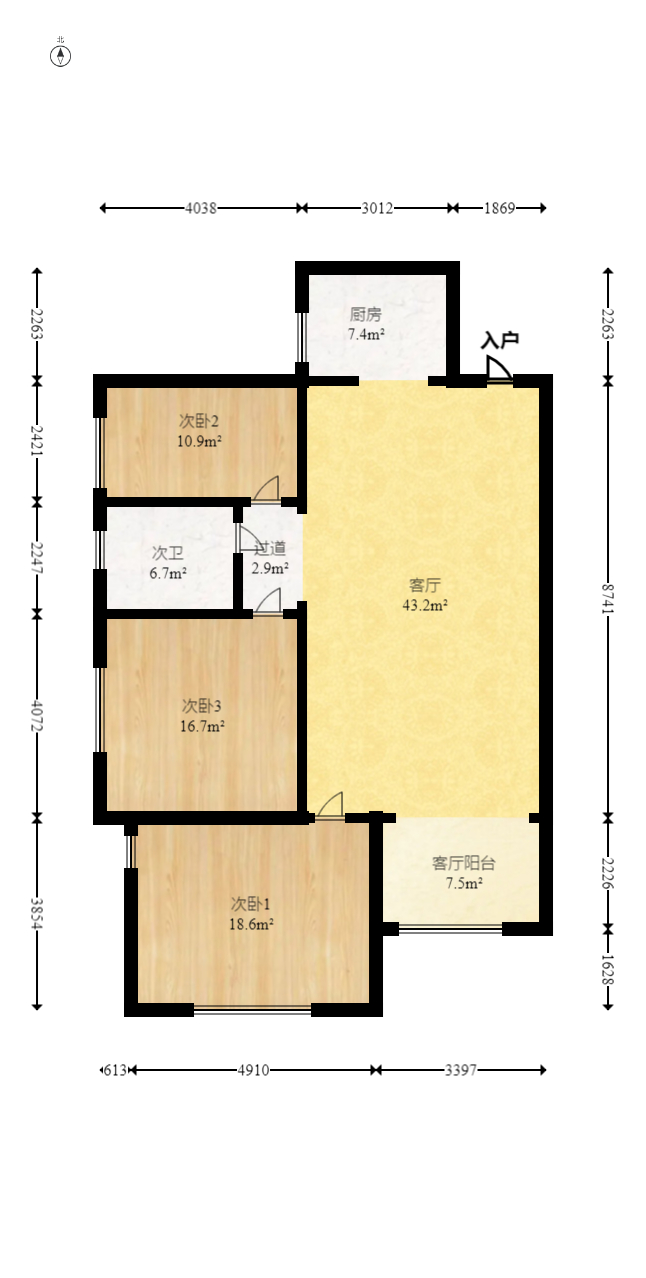 乾城(兴旺乾城) 3室2厅1卫 78.0万 乾城(兴旺乾城) 3室2厅1卫 78.0万户型图
