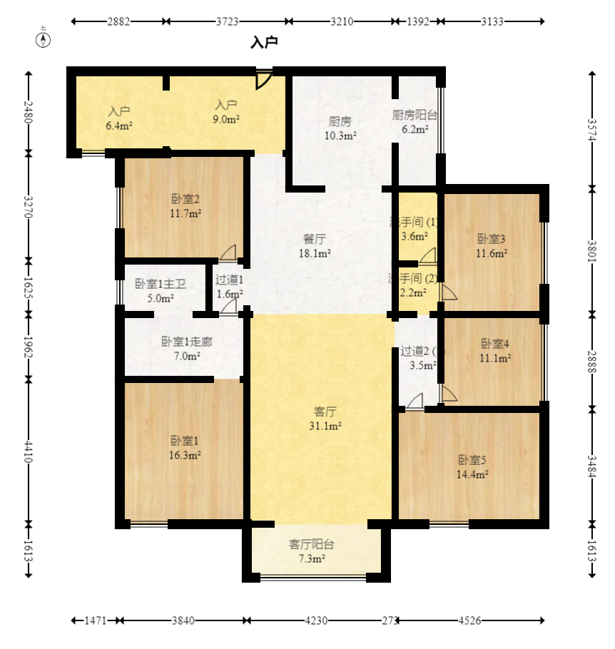 芒果天地(芒果雅苑)  4室2厅2卫    168.0万室内图1