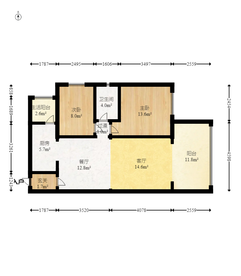 时代倾城三期 2室2厅1卫 80.0万 时代倾城三期 2室2厅1卫 80.0万户型图