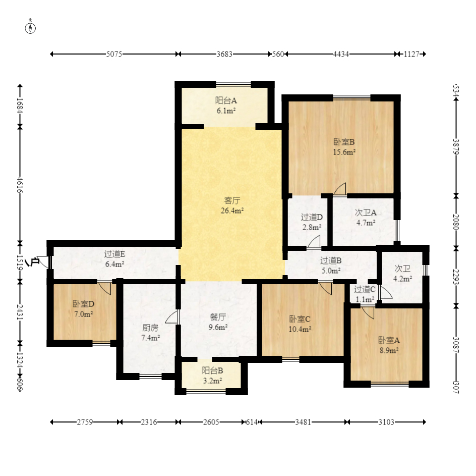 五矿万境水岸二期(五矿万境水岸和苑)  4室2厅2卫    170.0万 五矿万境水岸二期(五矿万境水岸和苑)  4室2厅2卫    170.0万户型图