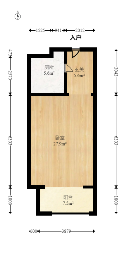 奥克斯滨仕花园（奥克斯洋湖广场/奥克斯中心）  1室1厅1卫   65.00万室内图1