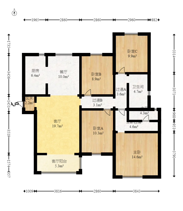 万科里金域国际  4室2厅2卫    318.0万室内图1
