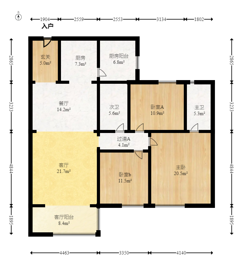 碧桂园培文府锦园  3室2厅2卫   94.50万室内图1