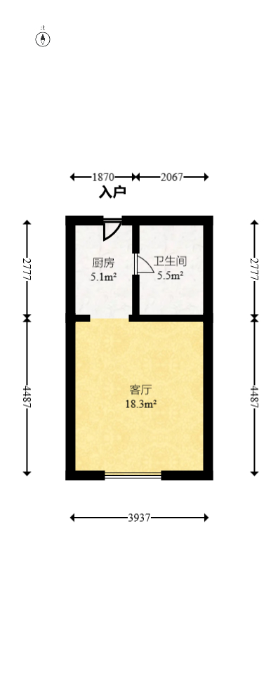 芙蓉万国城MOMA（卓越汇富苑）  1室1厅1卫   45.00万室内图1