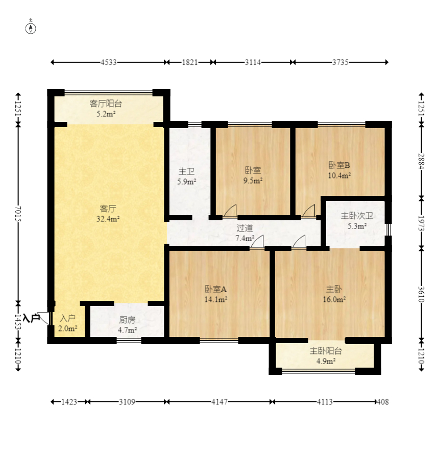 时代星城 4室2厅2卫 63.8万 时代星城 4室2厅2卫 63.8万户型图