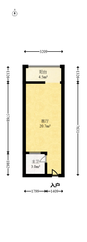 长盛上东区  1室1厅1卫   36.00万室内图1