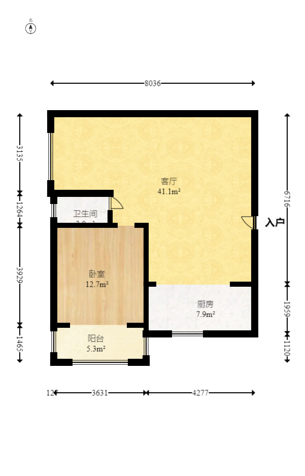 公园9号大都会  2室2厅1卫   110.00万室内图1