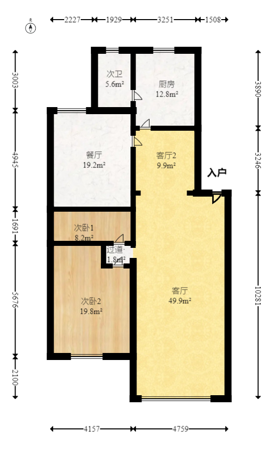 南建公寓  4室2厅2卫   122.00万室内图1