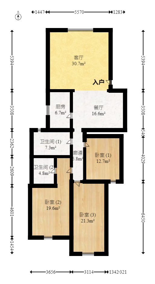 欣胜园  3室2厅1卫   83.00万室内图1