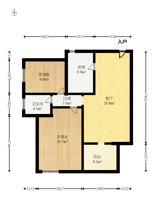 西点公园里  2室2厅1卫   106.00万室内图1