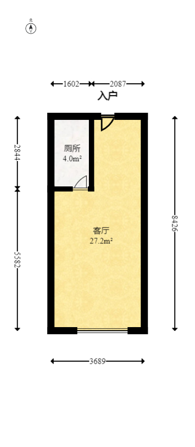 龙湖新壹城  2室1厅1卫   48.00万室内图1
