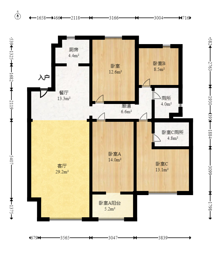 湘熙水郡（观澜海赋家园）  4室2厅2卫   186.00万室内图1