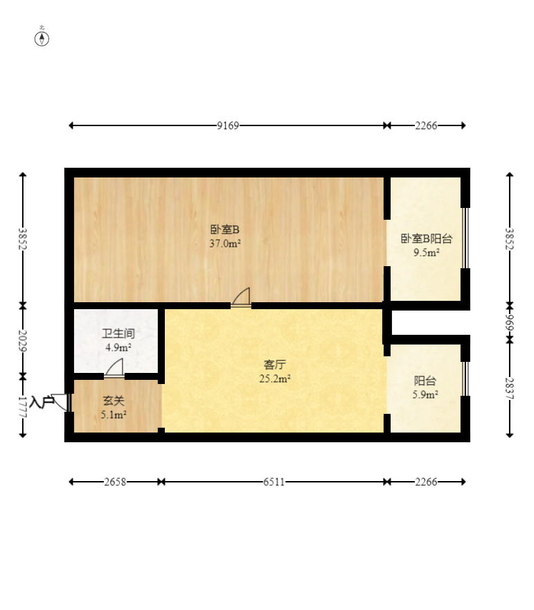 鑫远悦城（鑫远悦时代）  2室2厅1卫   98.00万室内图1