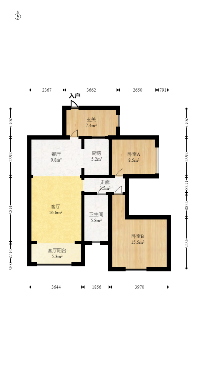 中建芙蓉嘉苑  3室2厅1卫   95.00万室内图1