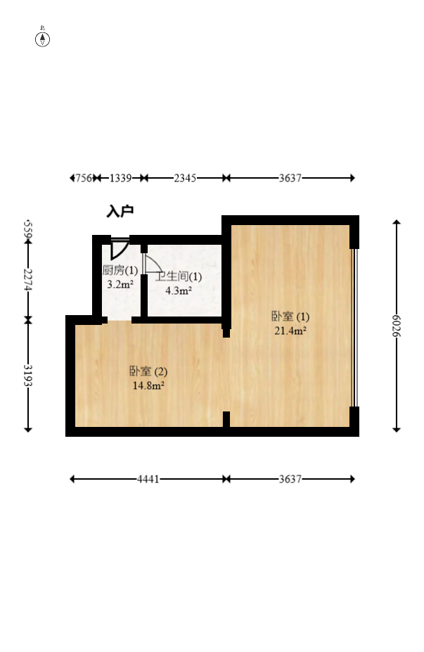 标志商务中心  1室1厅1卫   31.00万室内图1