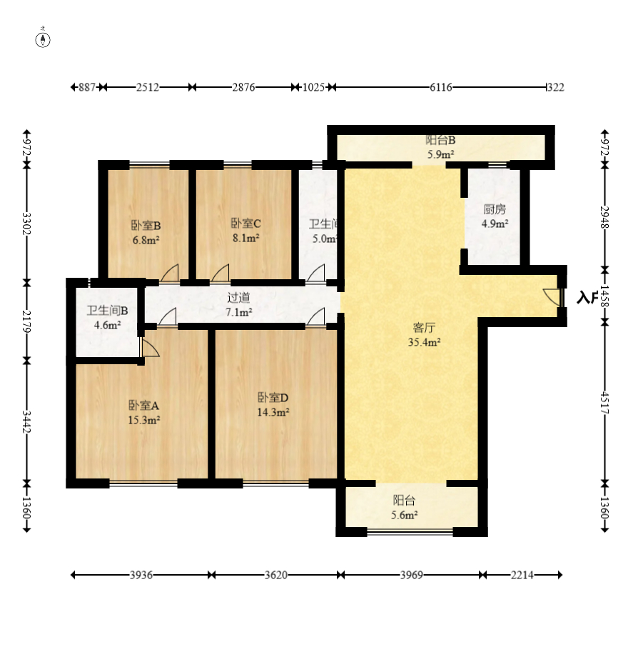 梅溪湖金茂湾  4室2厅2卫    180.0万 梅溪湖金茂湾  4室2厅2卫    180.0万户型图