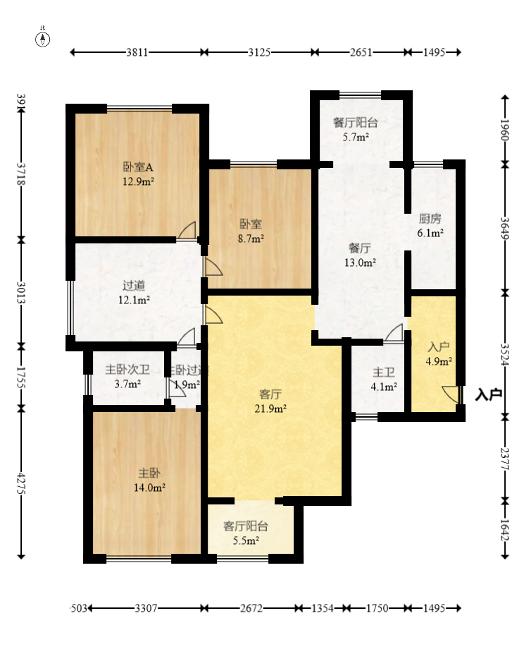 国泰九龙湾 4室2厅2卫 150.0万 国泰九龙湾 4室2厅2卫 150.0万户型图